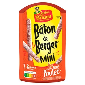 Justin Bridou Bâton de Berger Mini 100% Poulet x10 80g
