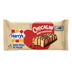 Harrys Gâteaux moelleux cacao et chocolat Chocalin sans huile de palme , le paquet de 10 sachets, 350g