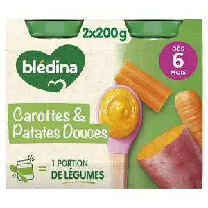 Blédina Pot Carottes Patates douces dès 6 mois 2x200g