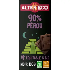 Alter Eco Tablette de Chocolat Noir 90% Pérou Bio 100g