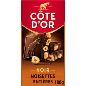 Côte D'Or Tablette Chocolat Noir Aux Noisettes Entières 180g