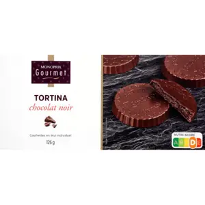 Monoprix Gourmet Tortina Chocolat Noir 126g