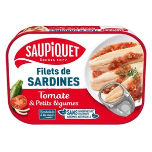 Saupiquet Filets de Sardines 1/6 Sauce Tomate & petits légumes 100g