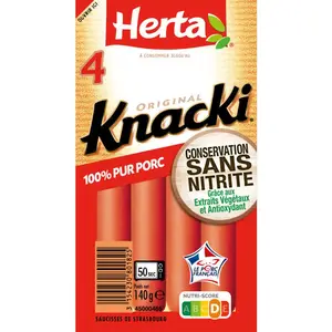 Herta Knacki Saucisses 100% pur porc conservation sans nitrite x4