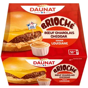 Daunat Brioche Bœuf charolais cheddar sauce Louisiane 155g