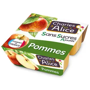 Charles & Alice Compote Pomme sans sucre ajoutée 4x100g