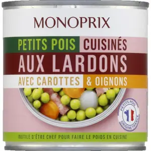 Monoprix Petits pois Cuisinés aux Lardons, Carottes & Oignons 280g