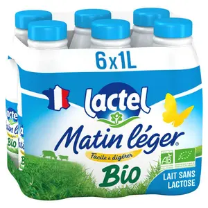 Matin Leger Lait Sans Lactose Bio 6x1L