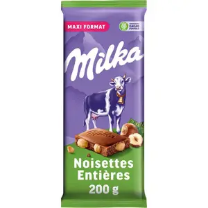 Milka Tablette Chocolat au Lait et aux Noisettes Entières 200g