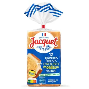 Jacquet Pain de Mie Crousti Moelleux Nature Sans Sucres Ajoutés 730g