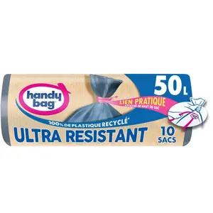 Handy Bag Sacs Poubelle Liens Pratiques Ultra Résistant 10x50L