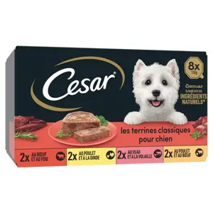 Cesar Terrines classiques pour chien adulte 4 variétés 8x150g