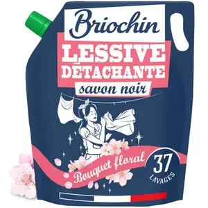 Briochin Recharge lessive au savon noir 1,7L - Parfum bouquet floral