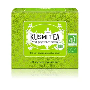 Kusmi Tea Thé Vert Gingembre-Citron Bio 20 Sachets Mousseline 40g
