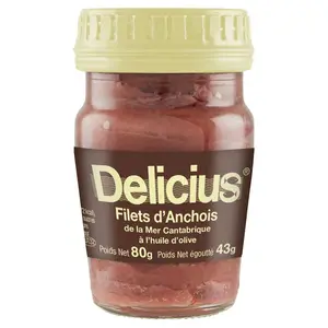 Delicious Filets d'Anchois de la mer cantabrique 80g