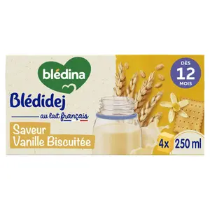 Bledina Blédidej Lait et Céréales Biscuité Vanille Dès 12 Mois 4x250ml