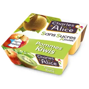 Charles & Alice Compote Pomme Kiwi Sans Sucres Ajoutés 4x97g