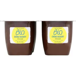 Monoprix Bio Crème Dessert Au Lait Entier Goût Chocolat 4x95g