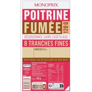 Monoprix Poitrine Fumée Sans Couenne 120g