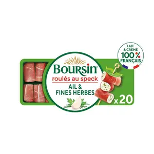 Boursin Fromage apéritif roulés jambon fumé ail et fines herbes 20 roulés 100g
