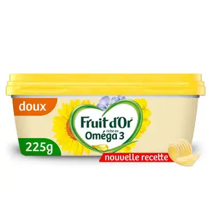 Fruit D'Or Margarine Doux 50% Mg Sans Huile De Palme 225g