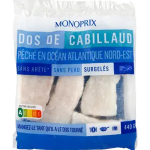 Monoprix Dos de cabillaud 440g