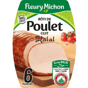 Fleury Michon Rôti de Poulet Cuit Halal Tranche x6 - 180g