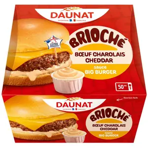 Daunat Brioche Bœuf charolais cheddar sauce big burger 155g
