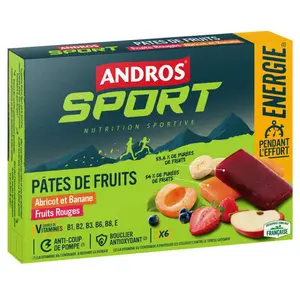 Andros Sport Pate de Fruits Abricot et Banane & Fruits rouges x6