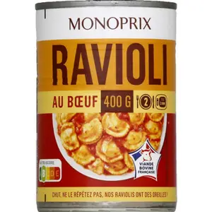 Monoprix Ravioli pur bœuf 400g