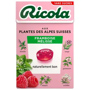 Ricola Aux Plantes Des Alpes Suisses Framboise Mélisse Sans Sucres 50g