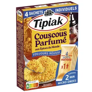 Tipiak Graine Couscous Parfumé Aux Épices Du Monde 4x65g
