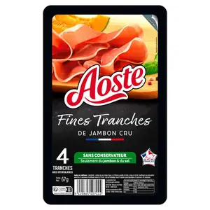 Aoste Jambon cru Les Fines & Fondantes x4 Tranches 67g
