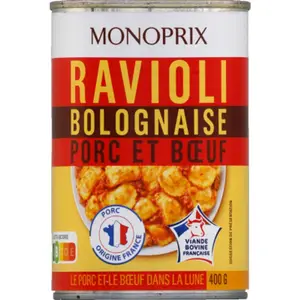 Monoprix Ravioli bolognaise porc et bœuf 400g