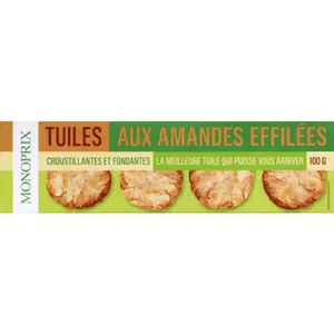 Monoprix Tuiles aux Amandes Effilées Croustillantes & Fondantes 100g