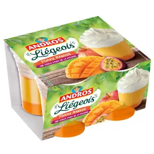 Andros Liégeois Pomme et Mangue sur du coulis de Passion 4x100g