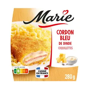 Marie Cordon bleu de dinde, Coquillettes à l'emmental 280g