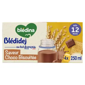 Blédina Blédidej Croissance Lait et Céréales Saveur Choco Biscuité 4x250ml