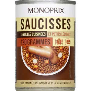 Monoprix Saucisses lentilles 420g