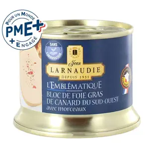 Jean Larnaudie "l'emblematique" bloc de foie gras de canard avec Morceaux du Sud-ouest 150g
