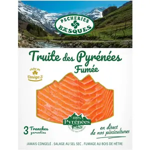 Pêcheries Basques Truite des Pyrénées fumée x3 tranches 90g