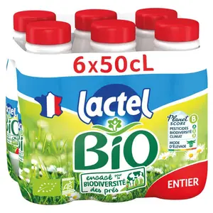 Lactel Bio Lait entier bouteille 6x50cl