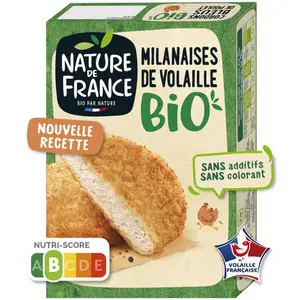Nature de France Escalopes Milanaises de volaille Bio 180g