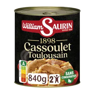 William Saurin Cassoulet Toulousain À La Graisse D'Oie, Mitonné Doucement 840g