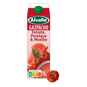 Alvalle - Gazpacho - Soupe froide de tomate, pastèque et menthe - La Brique de 1L
