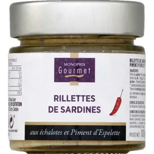 Monoprix Gourmet Rillettes de Sardines Échalotes & Piment d'Espelette 100g