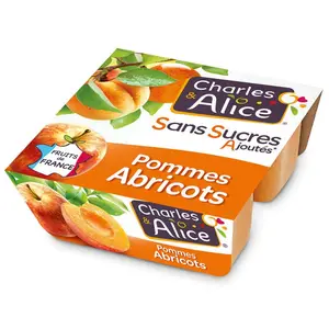 Charles & Alice Compote pommes abricots Bergeron sans sucres ajoutés 4x100g
