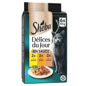 Sheba Délices du Jour Pâtée sauce à la volaille pour chat 6x50g