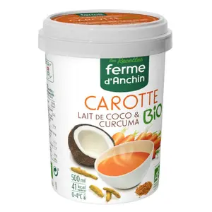 Ferme d'Anchin Soupe Carotte, Lait de Coco et Curcuma Bio 500ml