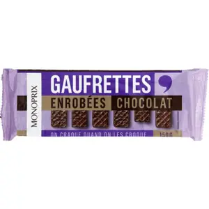 Monoprix Gaufrettes Enrobées Chocolat 150g